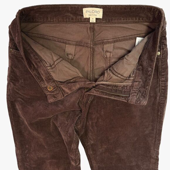 Pilcro Anthropologie The Yaya Mid-Rise Corduroy Crop Flare Pants Size 29 Brown - Picture 9 of 16